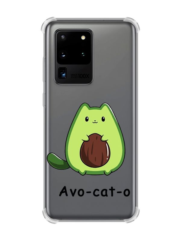 Чохол з потовщеними кутами на Samsung Galaxy S20 Ultra :: Котик Авокадо (принт 306)