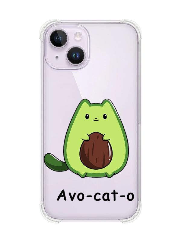 Чохол із потовщеними кутами на iPhone 14 :: Котик Авокадо (принт 306)