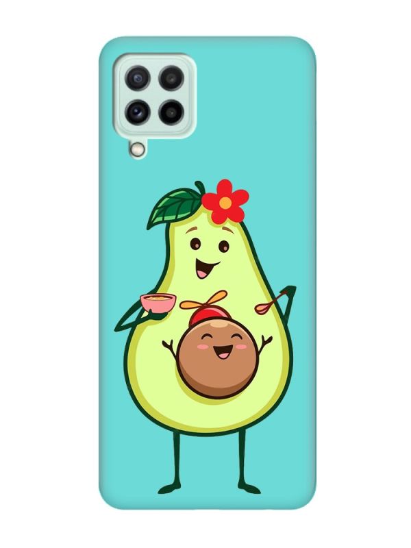 Матовий бірюзовий чохол на Samsung Galaxy A22 4G/ M32/ M22 :: Малюк Авокадо (принт 309)