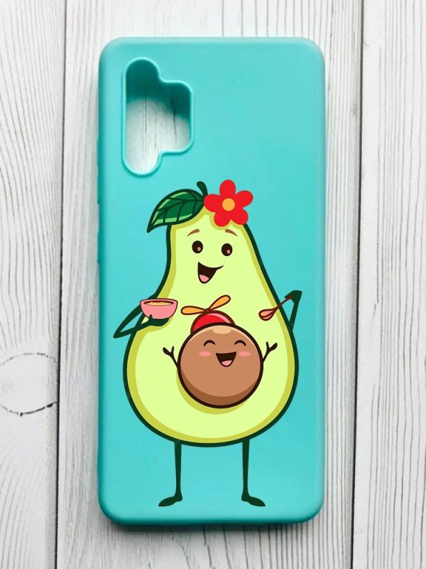 Матовий бірюзовий чохол на Samsung Galaxy A32 :: Малюк Авокадо (принт 309)