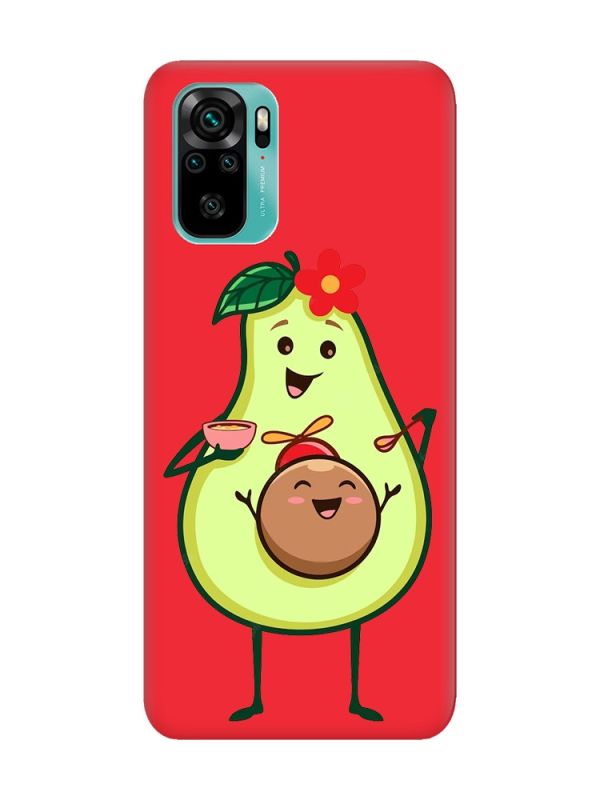 Матовий червоний чохол на Xiaomi Redmi Note 10 / Note 10s :: Малюк Авокадо (принт 309)