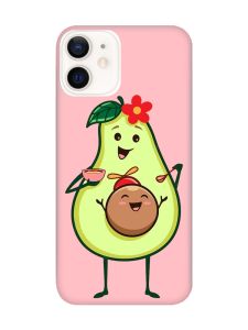 Матовий рожевий чохол на Apple iPhone 12 / 12 Pro (6.1) :: Малюк Авокадо (принт 309)