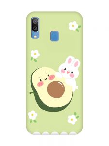 Матовий чохол з червоними боками на Samsung Galaxy A30 (2019) / A20 (2019) :: Авокадо і зайченя (принт 311)