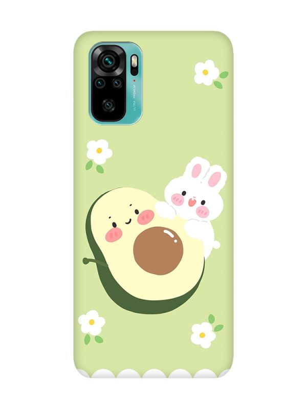 Матовий чохол з чорними боками на Xiaomi Redmi Note 10 / Note 10s :: Авокадо і зайченя (принт 311)