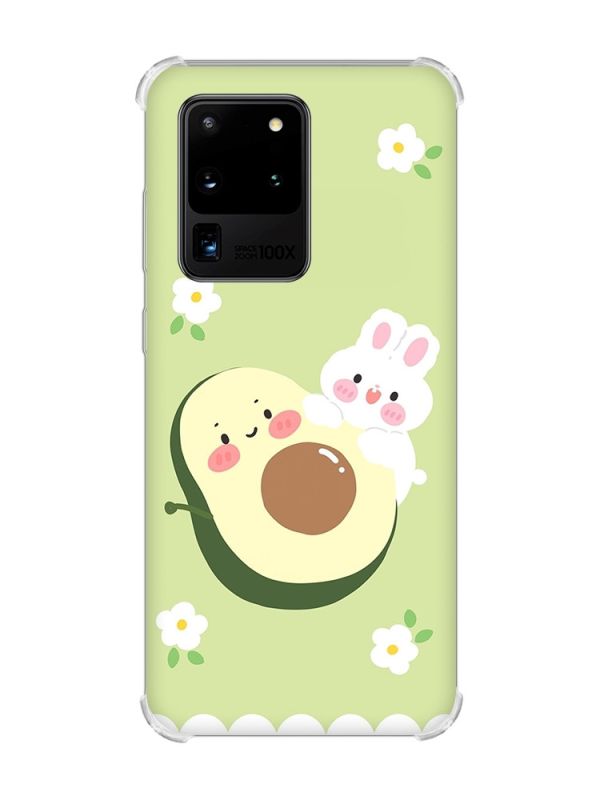 Чохол з потовщеними кутами на Samsung Galaxy S20 Ultra :: Авокадо і зайченя (принт 311)