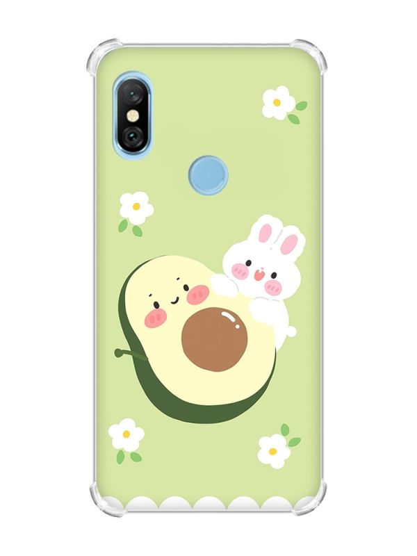 Чохол з потовщеними кутами на Xiaomi Redmi Note 6 Pro :: Авокадо і зайченя (принт 311)