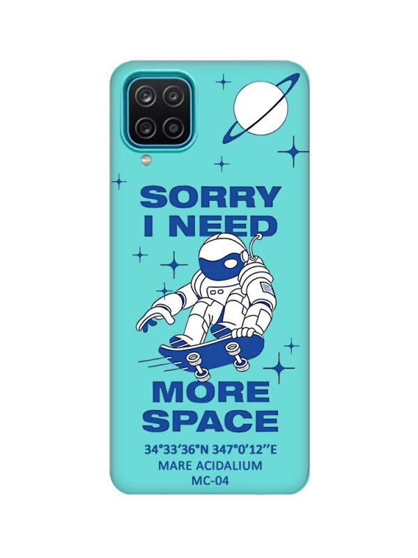 Матовий бірюзовий чохол на Samsung Galaxy A12 :: Космонавт на скейті (принт 248)
