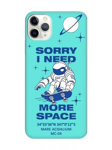 Матовий бірюзовий чохол на iPhone 11 Pro Max (6.5) :: Космонавт на скейті (принт 248)