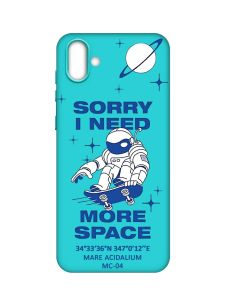 Матовий бірюзовий чохол на Samsung Galaxy A04 :: Космонавт на скейті (принт 248)