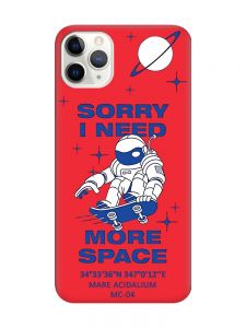 Матовий червоний чохол на iPhone 11 Pro Max (6.5) :: Космонавт на скейті (принт 248)