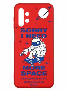 Матовий червоний чохол на Samsung A13 4G :: Космонавт на скейті (принт 248)