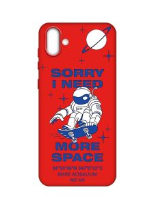 Матовий червоний чохол на Samsung Galaxy A04 :: Космонавт на скейті (принт 248)