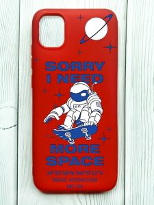 Матовий червоний чохол на Samsung Galaxy A04E/A042 :: Космонавт на скейті (принт 248)
