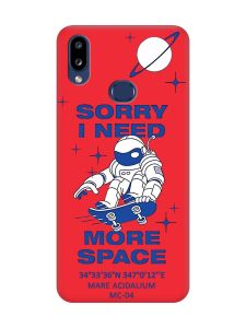 Матовий червоний чохол на Samsung Galaxy A10s (A107) :: Космонавт на скейті (принт 248)