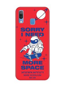 Матовий червоний чохол на Samsung Galaxy A30 (2019) / A20 (2019) :: Космонавт на скейті (принт 248)