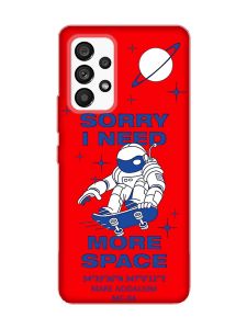 Матовий червоний чохол на Samsung Galaxy A53 4G/5G :: Космонавт на скейті (принт 248)