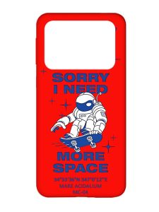 Матовий червоний чохол на Xiaomi Poco X4 Pro 5G :: Космонавт на скейті (принт 248)