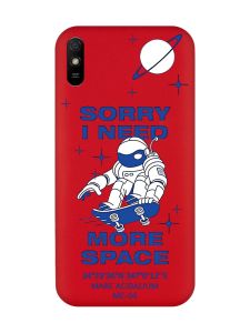 Матовий червоний чохол на Xiaomi Redmi 9A :: Космонавт на скейті (принт 248)