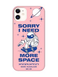 Матовий рожевий чохол на Apple iPhone 11 (6.1) :: Космонавт на скейті (принт 248)