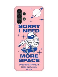 Матовий рожевий чохол на Samsung A13 4G :: Космонавт на скейті (принт 248)