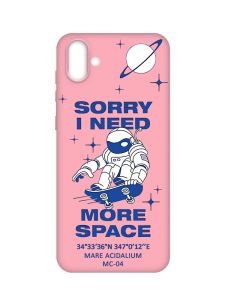 Матовий рожевий чохол на Samsung Galaxy A04 :: Космонавт на скейті (принт 248)