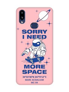 Матовий рожевий чохол на Samsung Galaxy A10s (A107) :: Космонавт на скейті (принт 248)