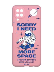 Матовий рожевий чохол на Samsung Galaxy A12 :: Космонавт на скейті (принт 248)