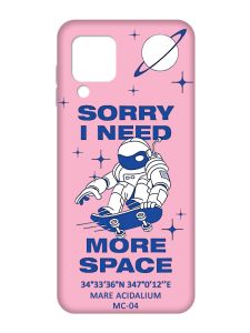 Матовий рожевий чохол на Samsung Galaxy A22 4G/M32/M22 :: Космонавт на скейті (принт 248)