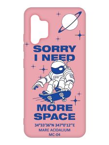 Матовий рожевий чохол на Samsung Galaxy A32 :: Космонавт на скейті (принт 248)