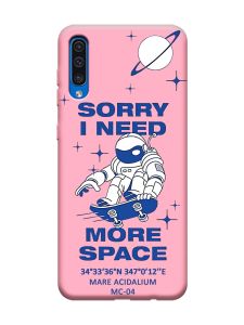 Матовий рожевий чохол на Samsung Galaxy A50 (2019) A505 :: Космонавт на скейті (принт 248)