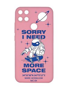 Матовий рожевий чохол на Xiaomi Redmi 10C :: Космонавт на скейті (принт 248)