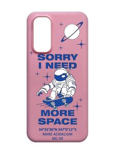 Матовий рожевий чохол на Xiaomi Redmi Note 11 4G :: Космонавт на скейті (принт 248)