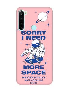 Матовий рожевий чохол на Xiaomi Redmi Note 8 :: Космонавт на скейті (принт 248)