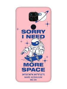 Матовий рожевий чохол на Xiaomi Redmi Note 9 :: Космонавт на скейті (принт 248)