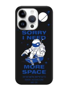 Матовий чорний чохол на Apple iPhone 14 Pro :: Космонавт на скейті (принт 248)