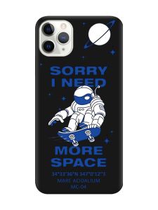 Матовий чорний чохол на iPhone 11 Pro Max (6.5) :: Космонавт на скейті (принт 248)