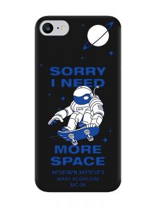 Матовий чорний чохол на iPhone 7 / 8 :: Космонавт на скейті (принт 248)