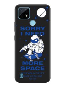 Матовий чорний чохол на Realme C21Y :: Космонавт на скейті (принт 248)