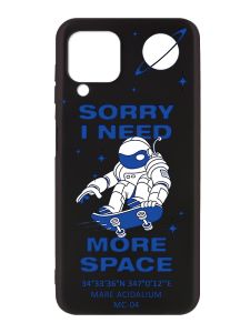 Матовий чорний чохол на Samsung Galaxy A12 :: Космонавт на скейті (принт 248)