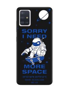 Матовий чорний чохол на Samsung Galaxy A51 :: Космонавт на скейті (принт 248)