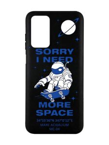 Матовий чорний чохол на Xiaomi Redmi Note 11 4G :: Космонавт на скейті (принт 248)