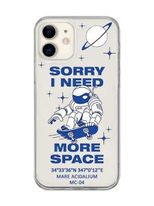 Прозорий чохол на iPhone 12 mini :: Космонавт на скейті (принт 248)