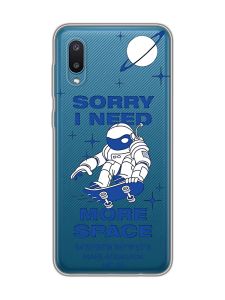Прозорий чохол на Samsung Galaxy A02/A022 (2021) :: Космонавт на скейті (принт 248)