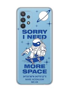 Прозорий чохол на Samsung Galaxy A32 :: Космонавт на скейті (принт 248)