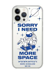 Прозорий чохол із захистом камери на iPhone 14 Pro Max :: Космонавт на скейті (принт 248)