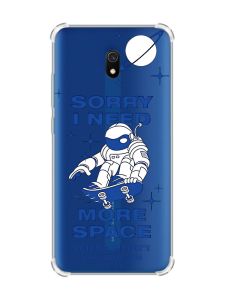Чохол з потовщеними кутами на Xiaomi Redmi 8A :: Космонавт на скейті (принт 248)