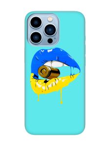Матовий бірюзовий чохол на Apple iPhone 13 Pro Max :: Губи і патрон (принт 264)