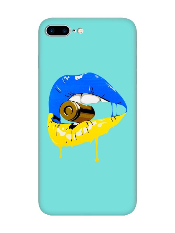 Матовий бірюзовий чохол на iPhone 7 Plus/8 Plus :: Губи і патрон (принт 264)
