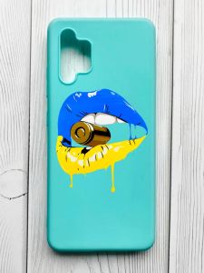 Матовий бірюзовий чохол на Samsung Galaxy A32 :: Губи і патрон (принт 264)