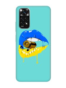 Матовий бірюзовий чохол на Xiaomi Redmi Note 11 :: Губи і патрон (принт 264)